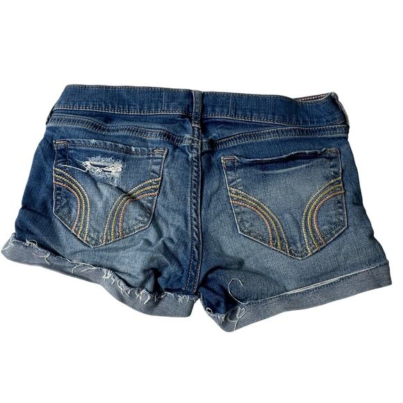 Y2K Hollister Rainbow Stitch Denim Shorts Surfer California Coastal - Picture 3 of 11